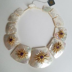New Angelique de Paris 18K Gold Plated Mother of Pearl Necklace